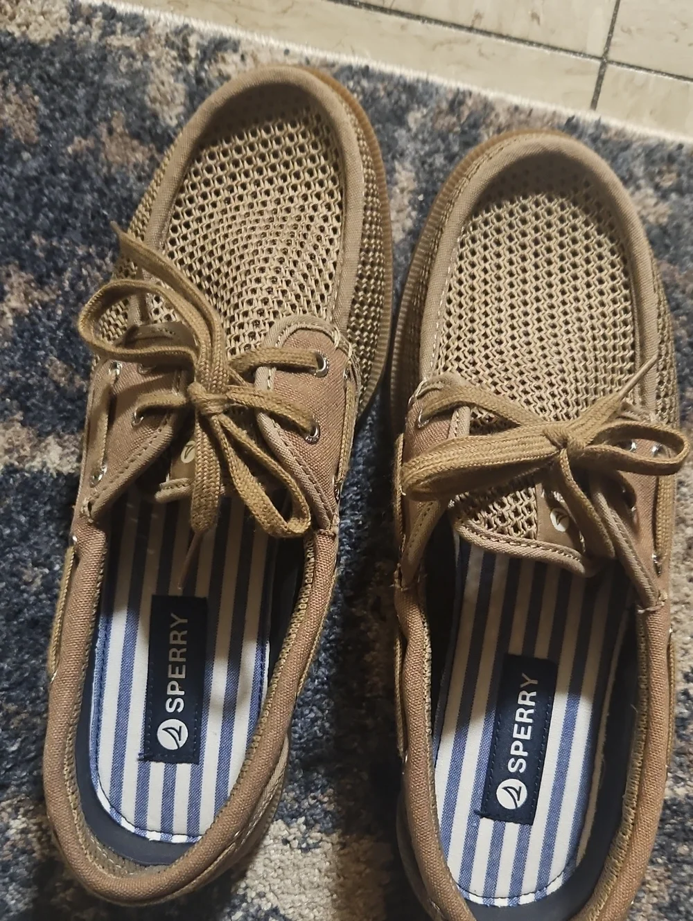 Sperry Men’s Tan Woven Mesh Boat Shoes